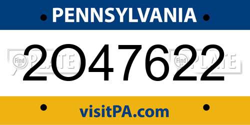 2O47622 Pennsylvania License Plate