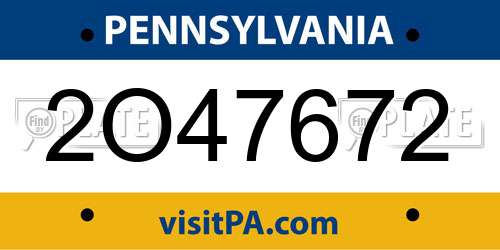 2O47672 Pennsylvania License Plate