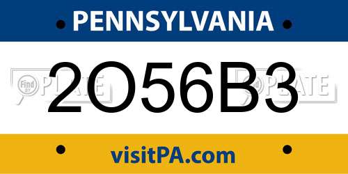 2O56B3 Pennsylvania License Plate