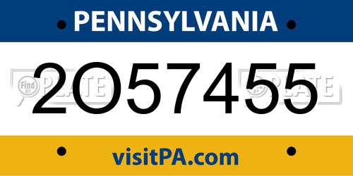 2O57455 Pennsylvania License Plate