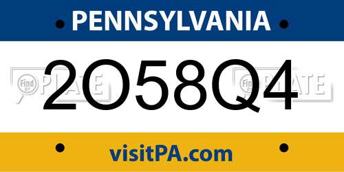2O58Q4 Pennsylvania License Plate