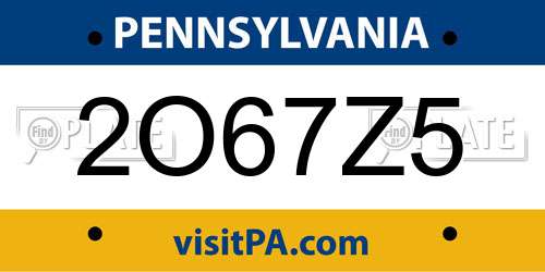2O67Z5 Pennsylvania License Plate