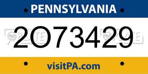 2O73429 Pennsylvania License Plate