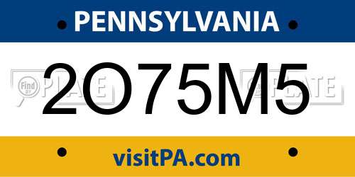 2O75M5 Pennsylvania License Plate