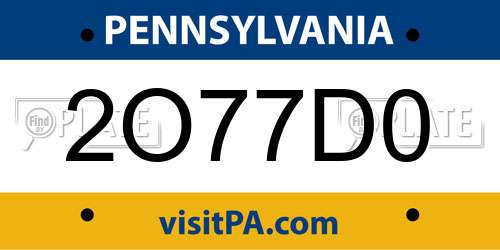2O77D0 Pennsylvania License Plate