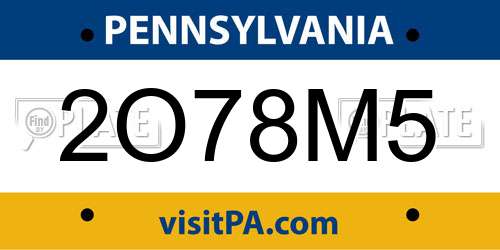 2O78M5 Pennsylvania License Plate