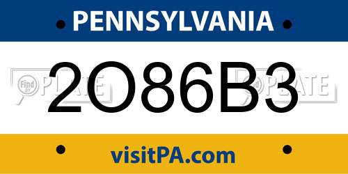 2O86B3 Pennsylvania License Plate