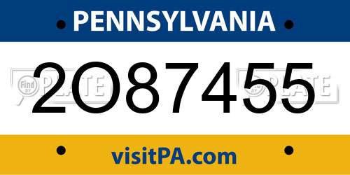 2O87455 Pennsylvania License Plate