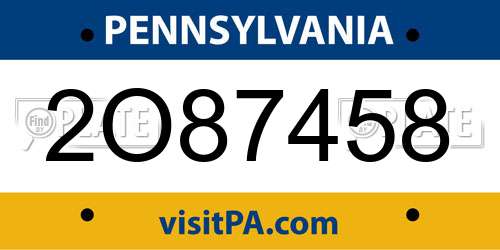 2O87458 Pennsylvania License Plate