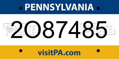 2O87485 Pennsylvania License Plate