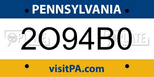 2O94B0 Pennsylvania License Plate