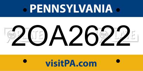 2OA2622 Pennsylvania License Plate
