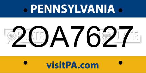 2OA7627 Pennsylvania License Plate