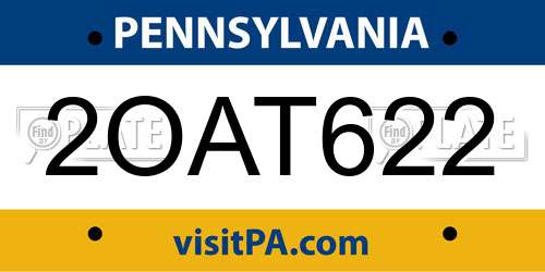 2OAT622 Pennsylvania License Plate