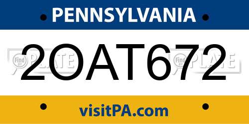 2OAT672 Pennsylvania License Plate