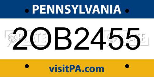 2OB2455 Pennsylvania License Plate