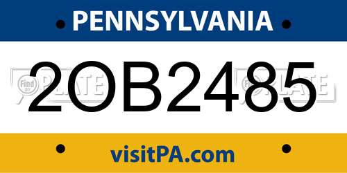 2OB2485 Pennsylvania License Plate