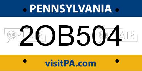 2OB504 Pennsylvania License Plate
