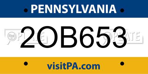 2OB653 Pennsylvania License Plate