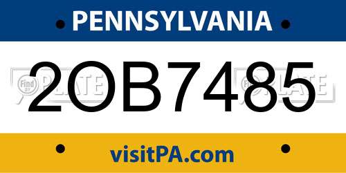 2OB7485 Pennsylvania License Plate