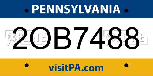 2OB7488 Pennsylvania License Plate