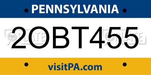 2OBT455 Pennsylvania License Plate