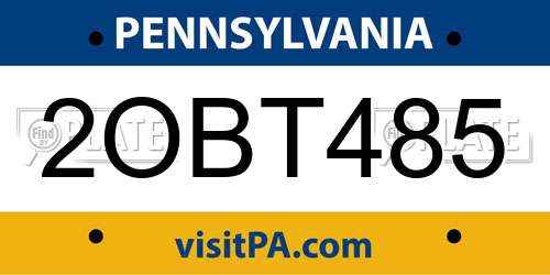 2OBT485 Pennsylvania License Plate