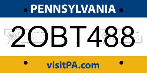 2OBT488 Pennsylvania License Plate