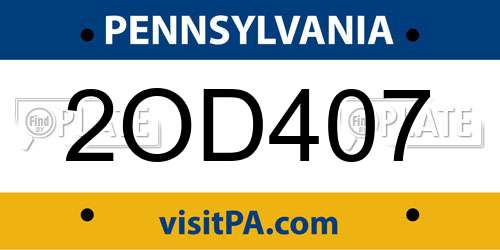 2OD407 Pennsylvania License Plate