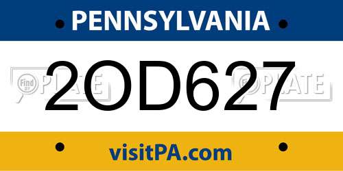 2OD627 Pennsylvania License Plate