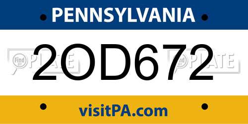 2OD672 Pennsylvania License Plate