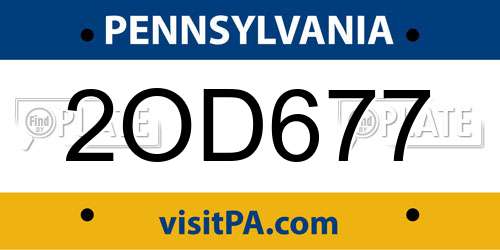2OD677 Pennsylvania License Plate