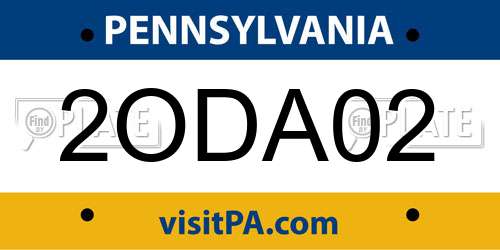 2ODA02 Pennsylvania License Plate