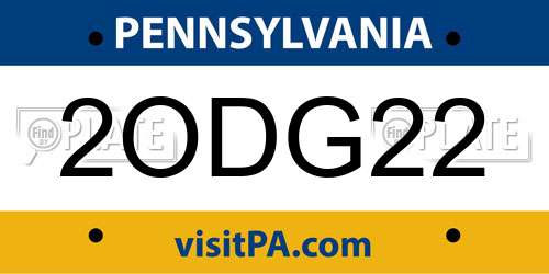 2ODG22 Pennsylvania License Plate