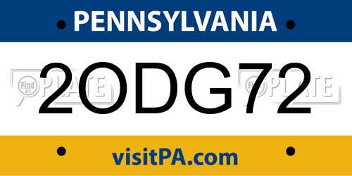 2ODG72 Pennsylvania License Plate