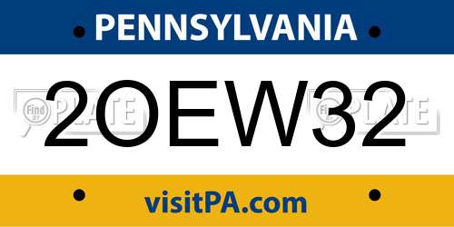 2OEW32 Pennsylvania License Plate