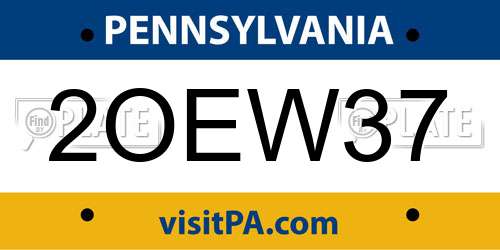 2OEW37 Pennsylvania License Plate