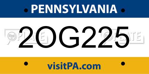2OG225 Pennsylvania License Plate
