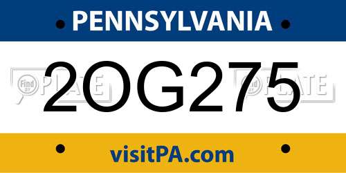 2OG275 Pennsylvania License Plate