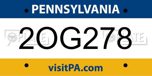 2OG278 Pennsylvania License Plate
