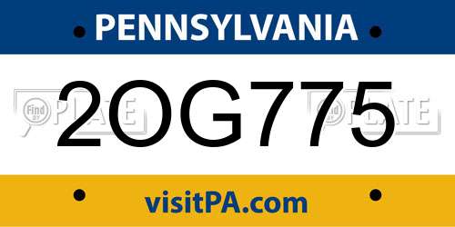2OG775 Pennsylvania License Plate