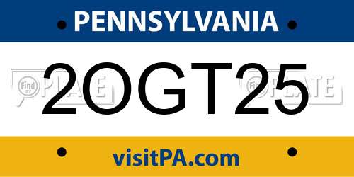 2OGT25 Pennsylvania License Plate