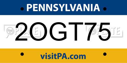 2OGT75 Pennsylvania License Plate