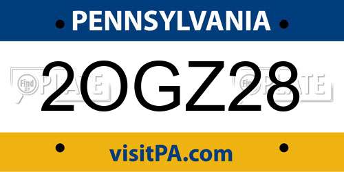 2OGZ28 Pennsylvania License Plate