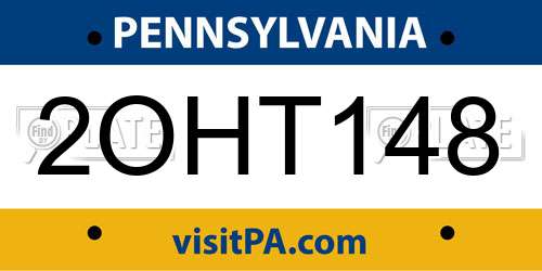 2OHT148 Pennsylvania License Plate