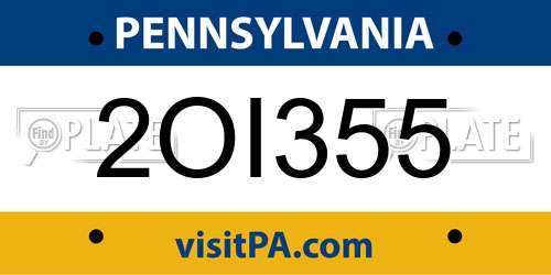 2OI355 Pennsylvania License Plate