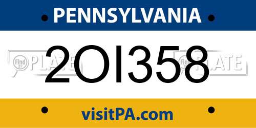2OI358 Pennsylvania License Plate