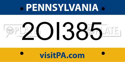 2OI385 Pennsylvania License Plate