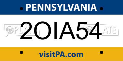 2OIA54 Pennsylvania License Plate