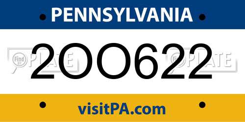 2OO622 Pennsylvania License Plate
